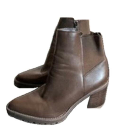 Franco Sarto Brown Ankle Boots Tallon Block Heel Zip 7.5M - Picture 2 of 8